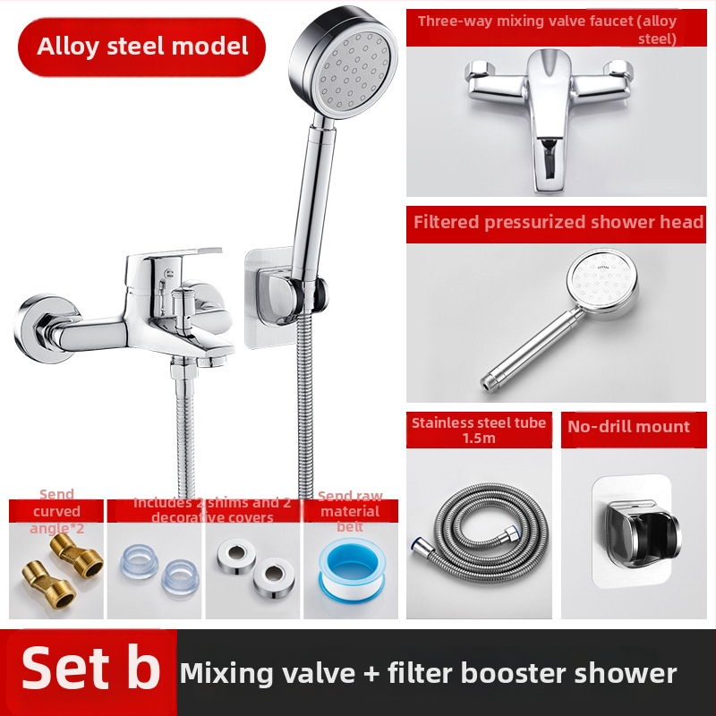 Robinet amestec triplu cald–rece din cupru, pentru cadă și duș, montare pe perete, LT-YS-04, valve cu disc ceramic