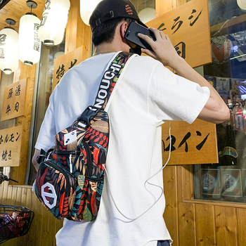 Geantă de piept cu stil street, nylon, vară 2025, deschidere cu fermoar, geantă exterioară tridimensională