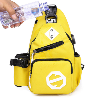 Geantă de piept cu stil street, nylon, vară 2025, deschidere cu fermoar, geantă exterioară tridimensională