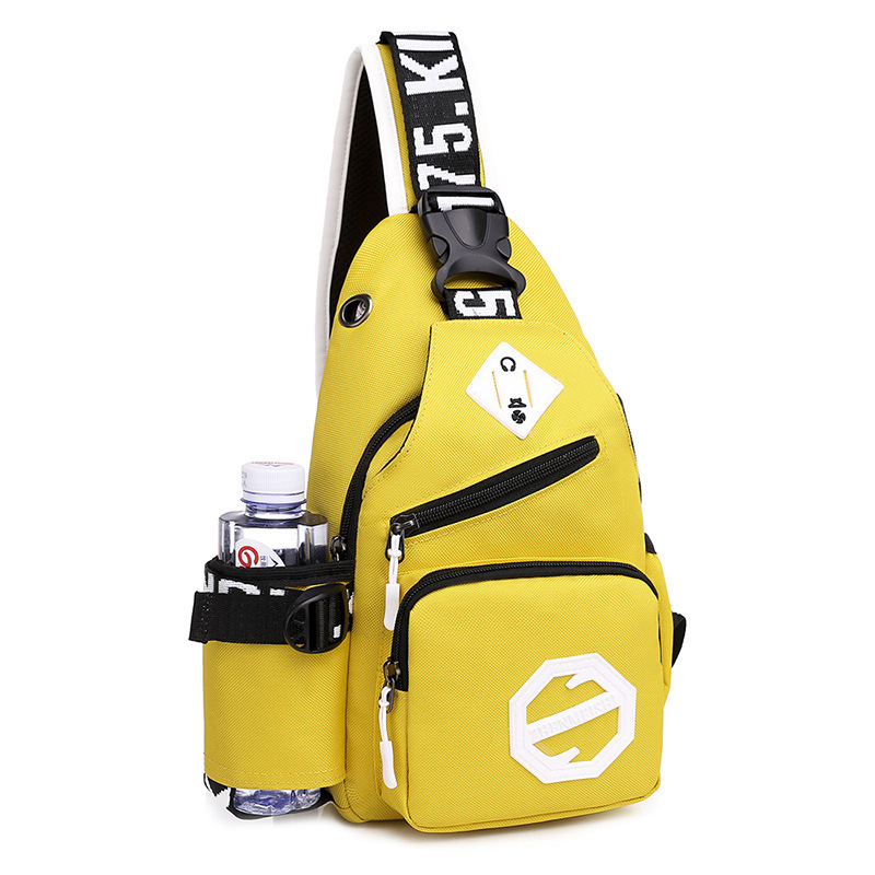 Geantă de piept cu stil street, nylon, vară 2025, deschidere cu fermoar, geantă exterioară tridimensională