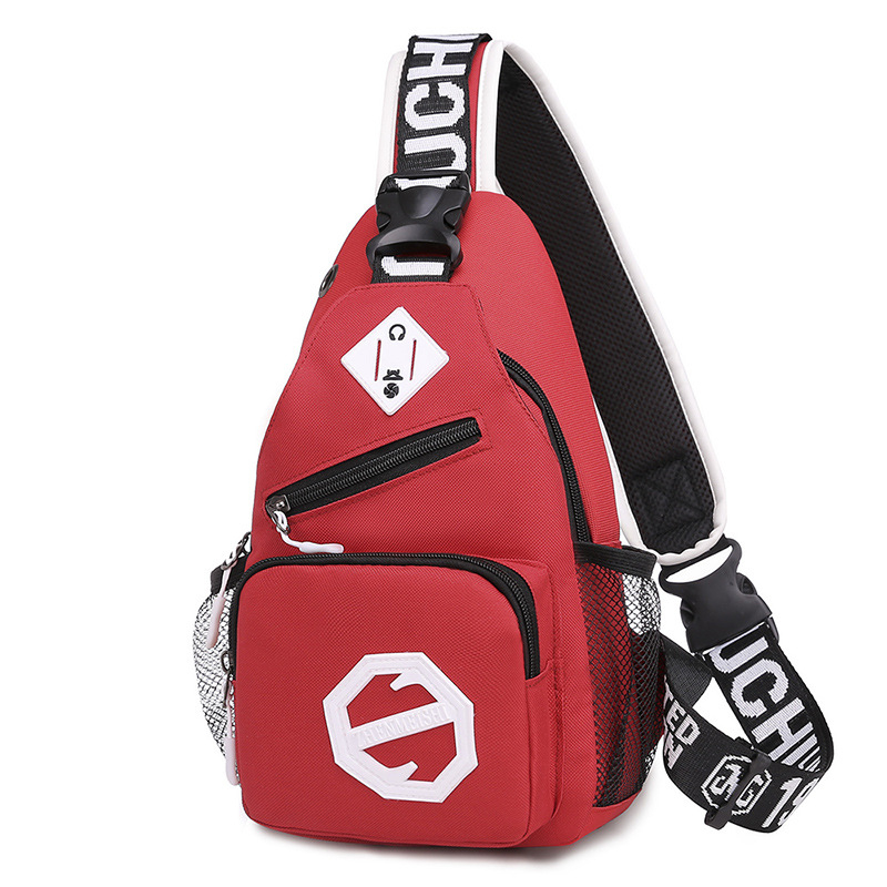 Geantă de piept cu stil street, nylon, vară 2025, deschidere cu fermoar, geantă exterioară tridimensională