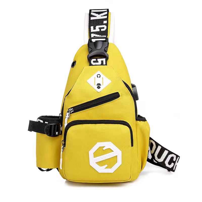 Geantă de piept cu stil street, nylon, vară 2025, deschidere cu fermoar, geantă exterioară tridimensională