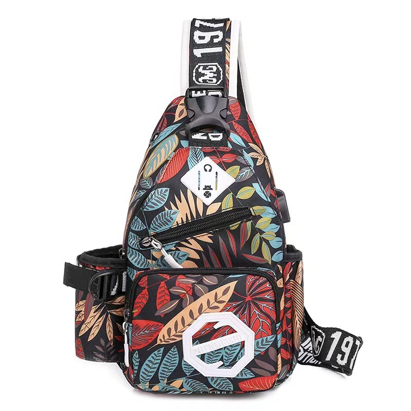 Geantă de piept cu stil street, nylon, vară 2025, deschidere cu fermoar, geantă exterioară tridimensională