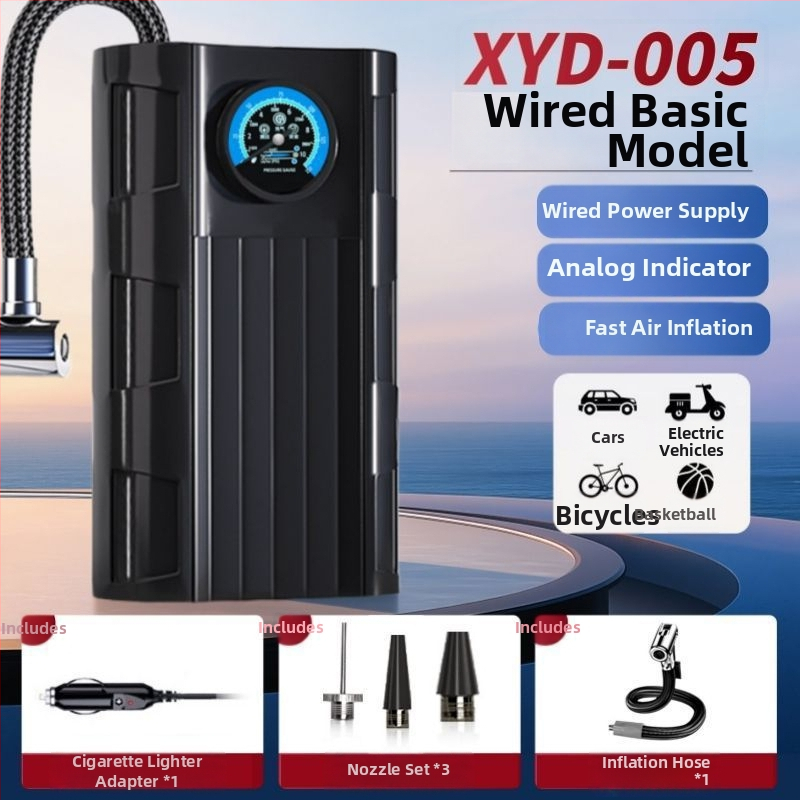 Prenosná 12V nabíjateľná pumpa na pneumatiky do auta, 100W, viacstĺpcový dizajn, s digitálnym LCD displejom, pre autá, motocykle a bicykle
