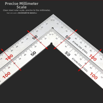 Nerūsējošā tērauda taisnstūra leņķa lineālis, L‑formas plāksne ar paaugstinātu biezumu, 90° precizitāte