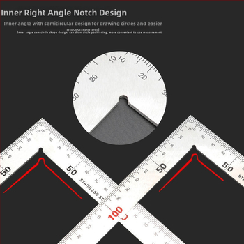 Nerūsējošā tērauda taisnstūra leņķa lineālis, L‑formas plāksne ar paaugstinātu biezumu, 90° precizitāte