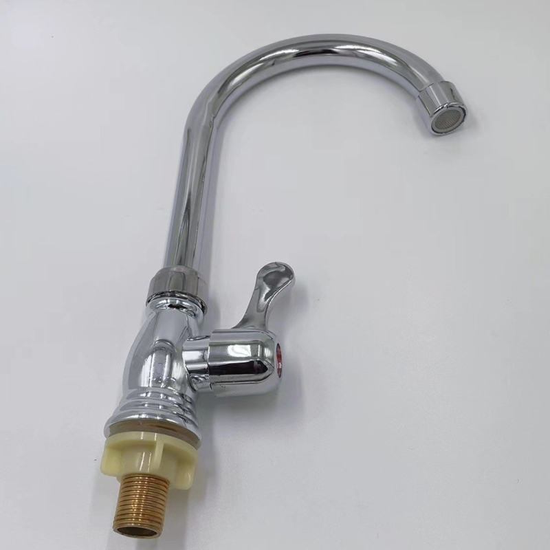 Кухненски смесител за мивка за зеленчуци, едноконтурен студен, стенен монтаж, цинкова сплав, керамична сърцевина на клапана