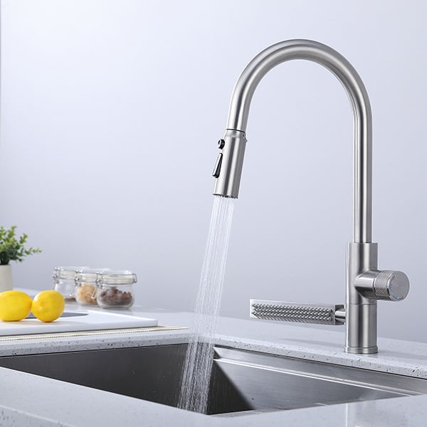 Издърпващ кухненски смесител от неръждаема стомана, модел LL-C101, вход/изход 10 мм, керамичен диск