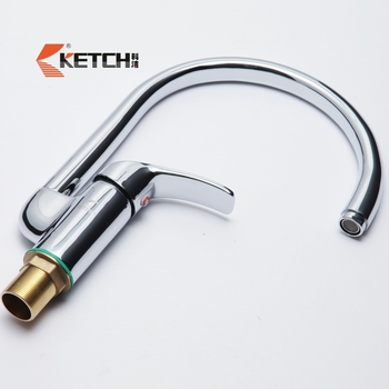 Кухненски смесител за мивка с единичен лост, меден корпус, термостатичен контрол, резбово монтиране, работна температура 0–65°C