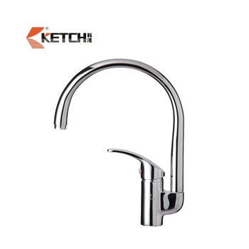 Кухненски смесител за мивка с единичен лост, меден корпус, термостатичен контрол, резбово монтиране, работна температура 0–65°C