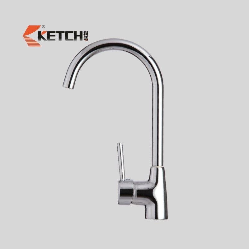 Кухненски смесител за мивка с единичен лост, меден корпус, термостатичен контрол, резбово монтиране, работна температура 0–65°C