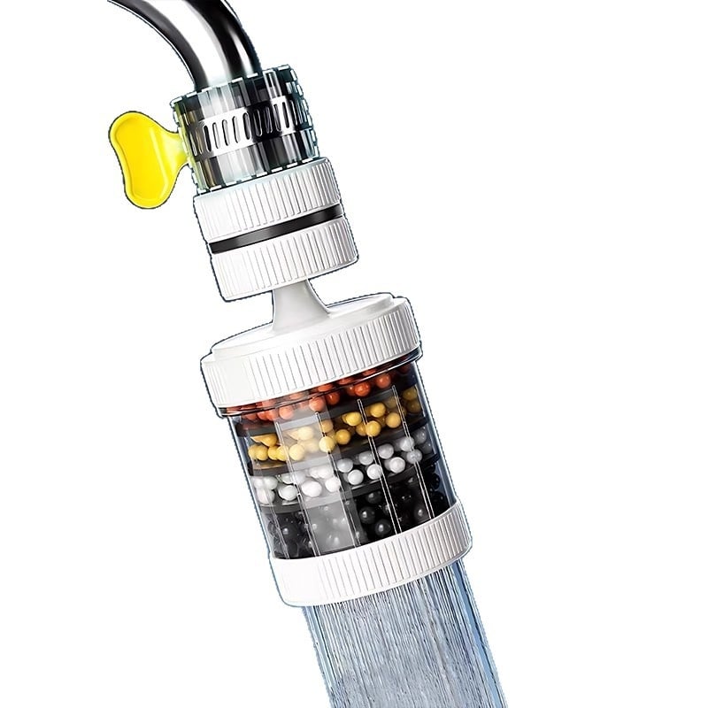 Филтър за чешмата — въртящ се модел, полипропилен (PP), универсална седалка на клапана, вход/изход стандартен размер, монтаж snap-on