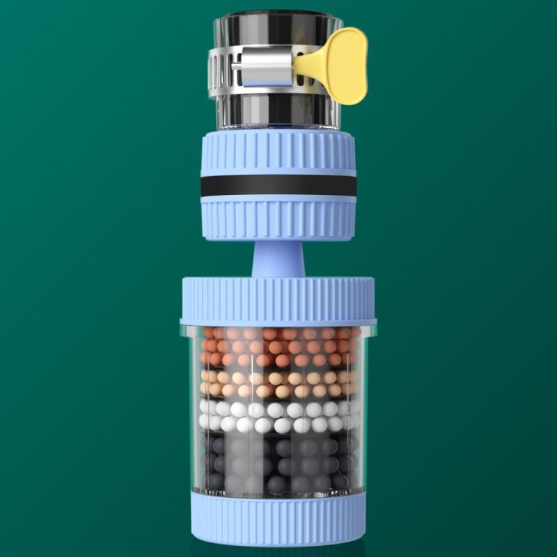 Филтър за чешмата — въртящ се модел, полипропилен (PP), универсална седалка на клапана, вход/изход стандартен размер, монтаж snap-on