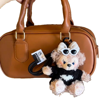 Púpos medve kulcstartó – táska akasztó, karikatúra stílus, mintás kis medve, PP pamut, 2025 tavasz