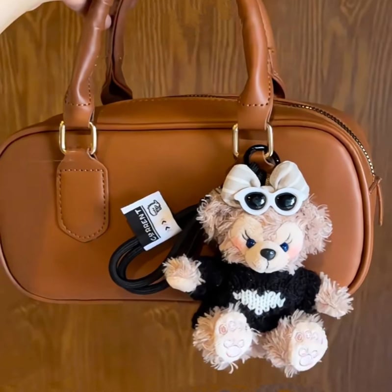 Púpos medve kulcstartó – táska akasztó, karikatúra stílus, mintás kis medve, PP pamut, 2025 tavasz
