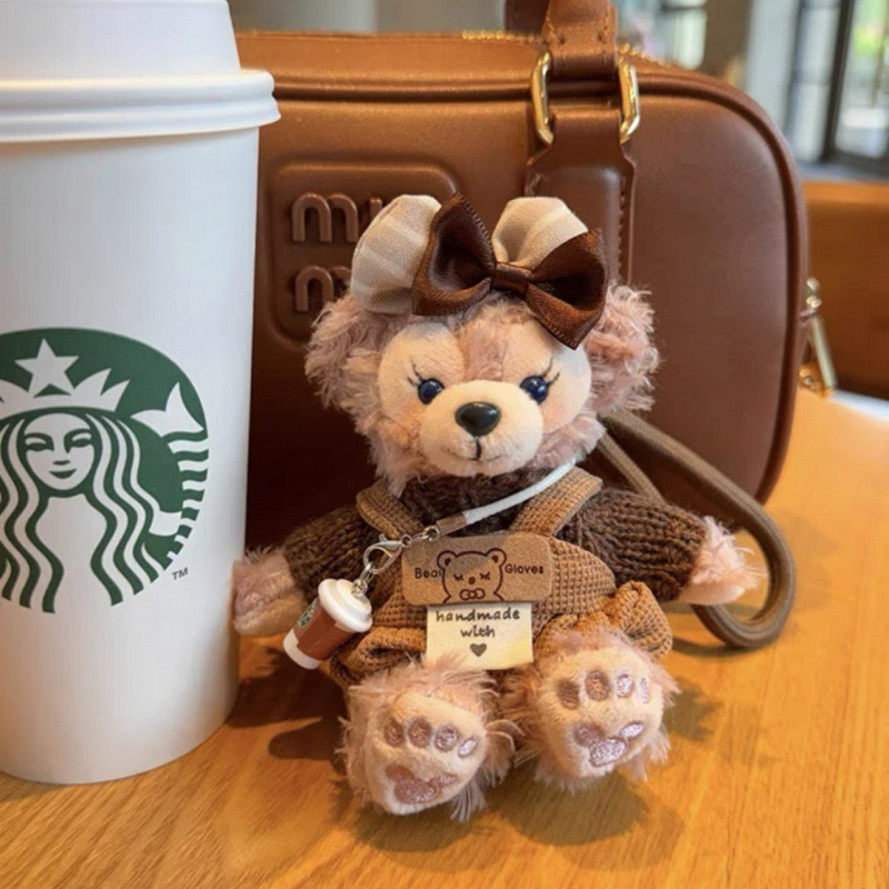 Púpos medve kulcstartó – táska akasztó, karikatúra stílus, mintás kis medve, PP pamut, 2025 tavasz