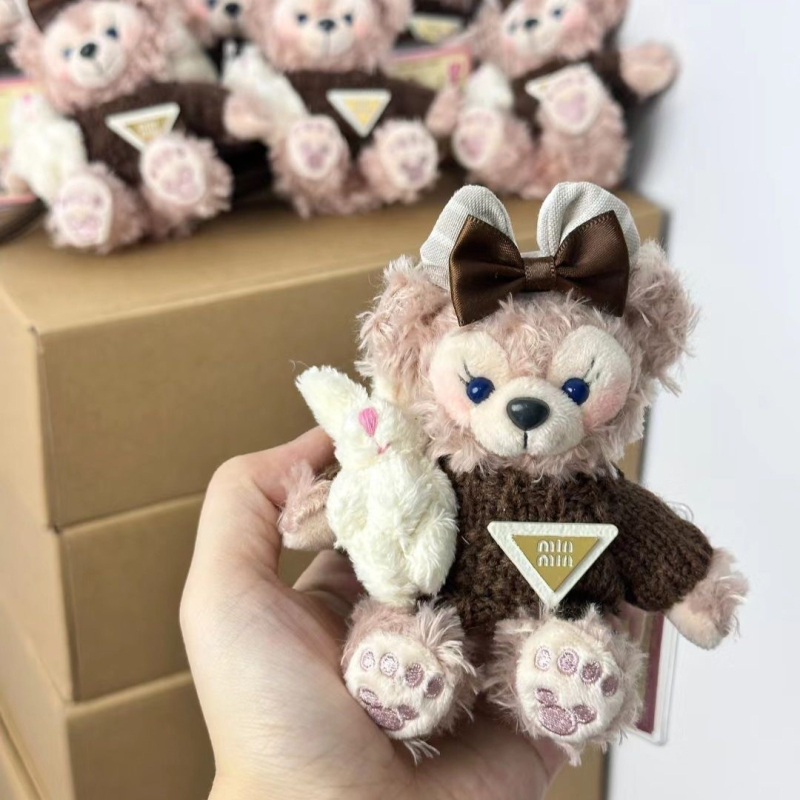 Púpos medve kulcstartó – táska akasztó, karikatúra stílus, mintás kis medve, PP pamut, 2025 tavasz