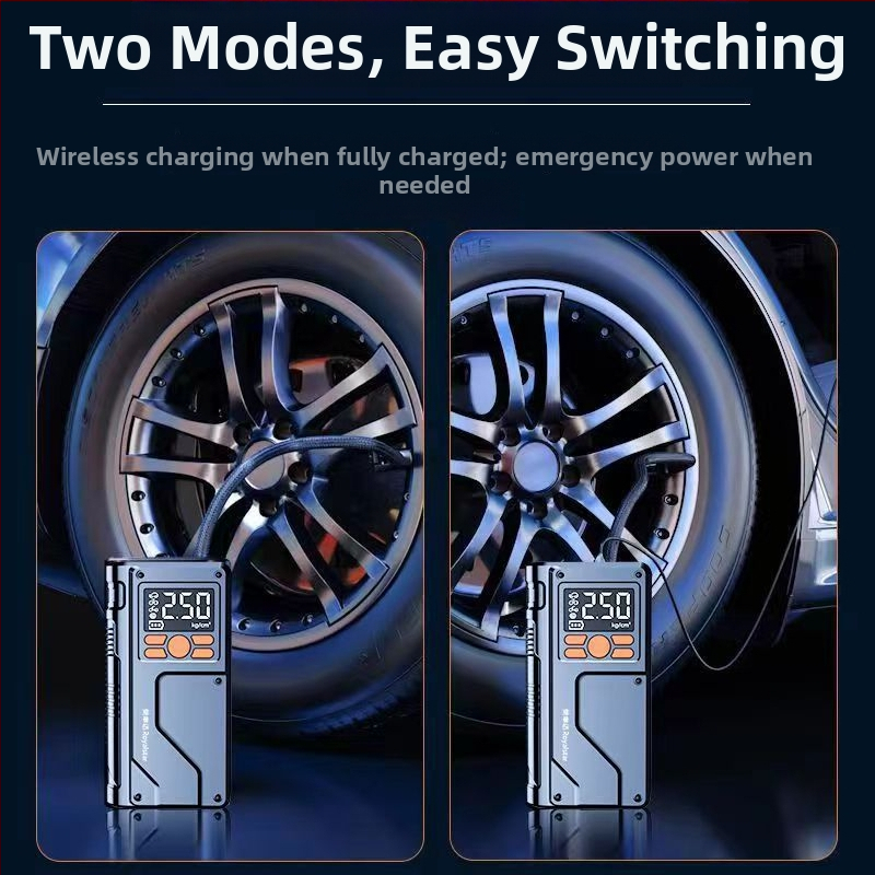 Ασύρματη φορητή αντλία αέρα αυτοκινήτου με ψηφιακή οθόνη και μανόμετρο πίεσης ελαστικών, 12V, 120W, επαναφορτιζόμενη