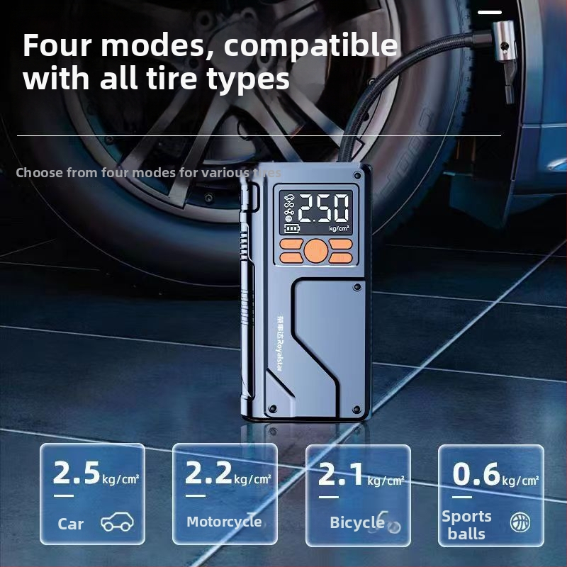 Ασύρματη φορητή αντλία αέρα αυτοκινήτου με ψηφιακή οθόνη και μανόμετρο πίεσης ελαστικών, 12V, 120W, επαναφορτιζόμενη