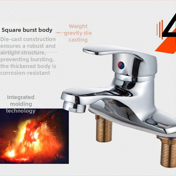 Смесител за баня за мивка под плот, гореща и студена вода, с двойни отвори, месингова сплав, модел kz1001