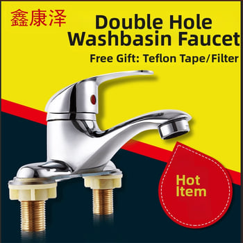 Смесител за баня за мивка под плот, гореща и студена вода, с двойни отвори, месингова сплав, модел kz1001