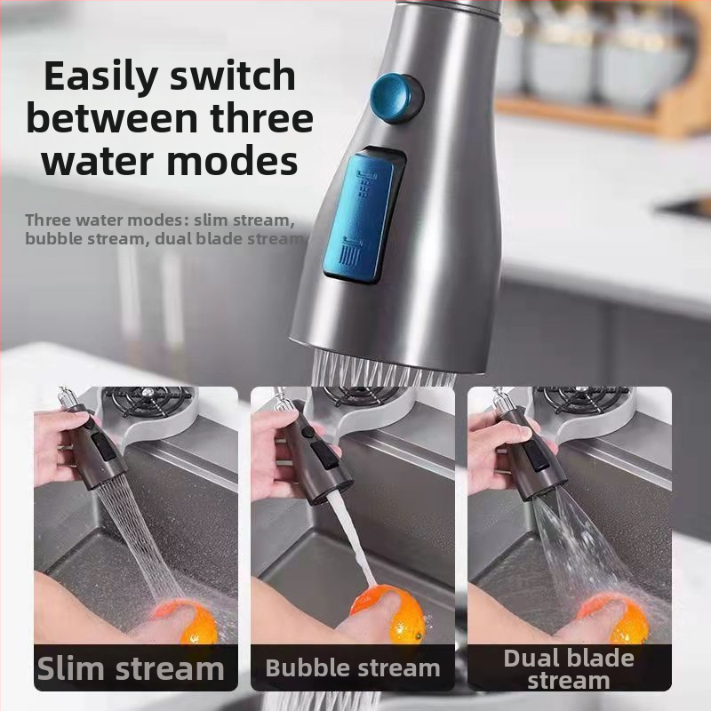 Vario virtuvės ištraukiamas čiaupas su keraminiu vožtuvu, karštas/šaltas vanduo, 0–90°C, įprastas slėgis, 4 įėjimai/išėjimai