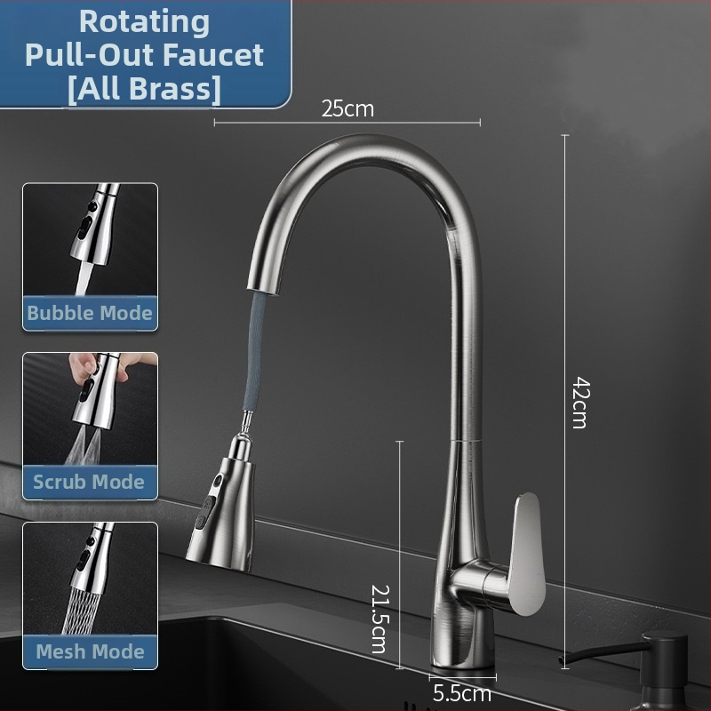 Vario virtuvės ištraukiamas čiaupas su keraminiu vožtuvu, karštas/šaltas vanduo, 0–90°C, įprastas slėgis, 4 įėjimai/išėjimai