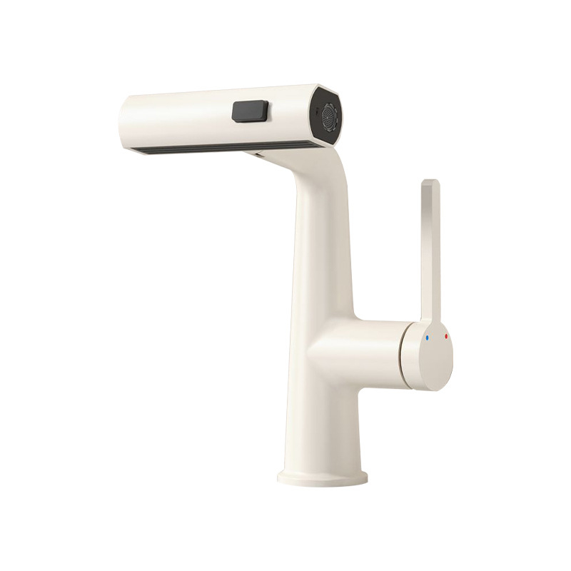 Смесител за мивка, цинкова сплав, издърпващ се дизайн, керамичен картридж, седалка 35 мм, повдигателно откриване, 4-точкови входове/изходи