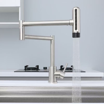 Кухненски смесител за мивка A31, неръждаема стомана, вход/изход 1/2, 3/8, 9/16, диапазон на температура 0–90°C, вертикална инсталация