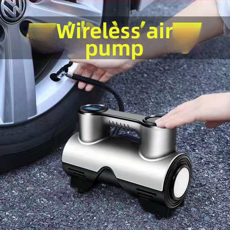 Bezdrôtová automobilová pumpa na nafúkanie kolies, viacfunkčná vysokovýkonná prenosná pumpa s digitálnym displejom, 120 W, konfigurácia s dvoma alebo viacerými valcami, varovné svetlo, trvanie prevádzky 1–5 minút