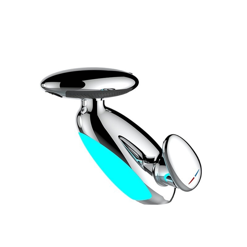 ET осветен издърпващ се смесител за умивалник с водопад, настолен монтаж, четири режима топло/студено, цинкова сплав, керамичен диск