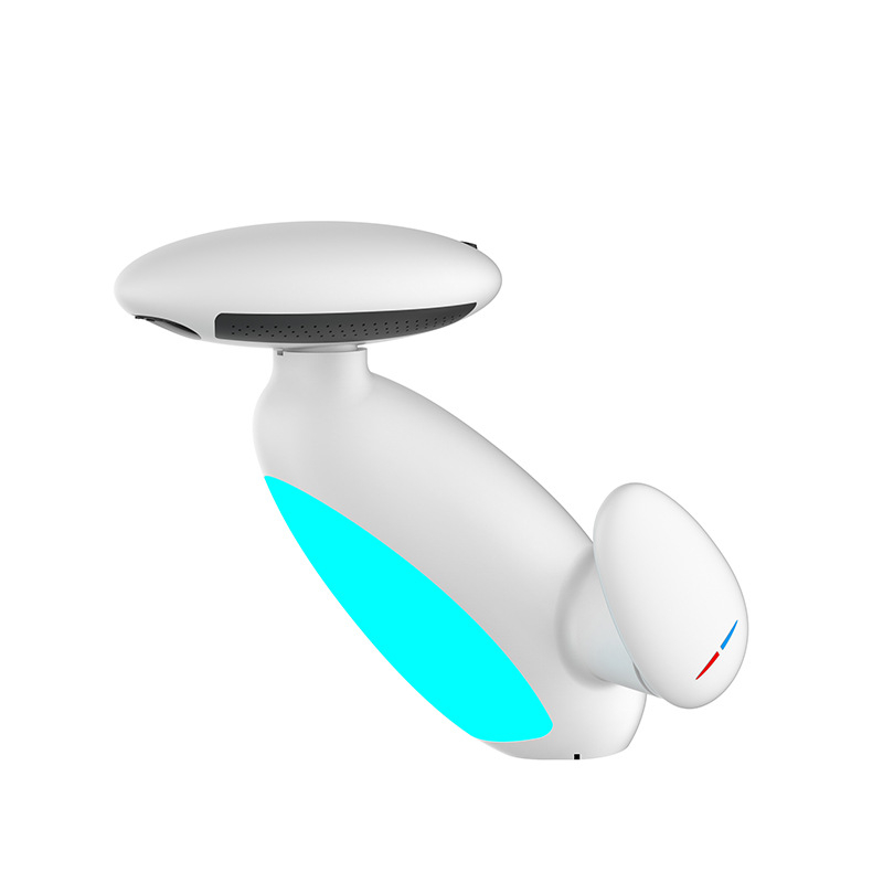 ET осветен издърпващ се смесител за умивалник с водопад, настолен монтаж, четири режима топло/студено, цинкова сплав, керамичен диск