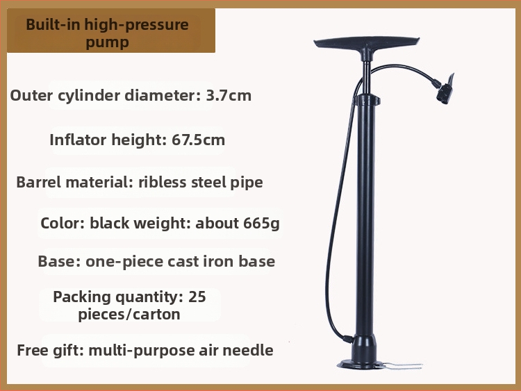 Qianli kõrge rõhuga käsipump jalgrattale – raua kere, maksimaalne rõhk 12 MPa, kaasas kolmekandiline õhuotsik