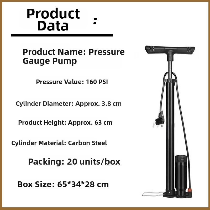 Qianli kõrge rõhuga käsipump jalgrattale – raua kere, maksimaalne rõhk 12 MPa, kaasas kolmekandiline õhuotsik