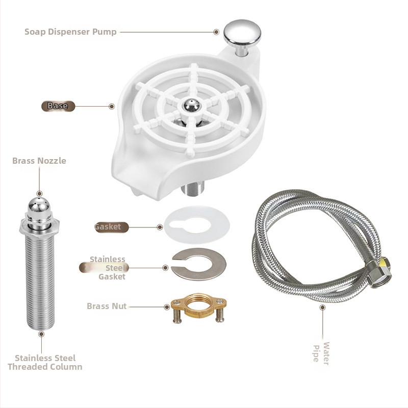 Δύο σε ένα: περιστρεφόμενος διανομέας σαπουνιού υψηλής πίεσης και αυτόματη βρύση ψεκασμού για οικιακό νεροχύτη, από πλαστικό κατάλληλο για τρόφιμα