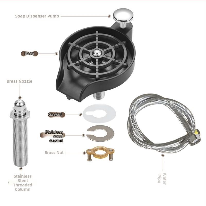 Δύο σε ένα: περιστρεφόμενος διανομέας σαπουνιού υψηλής πίεσης και αυτόματη βρύση ψεκασμού για οικιακό νεροχύτη, από πλαστικό κατάλληλο για τρόφιμα