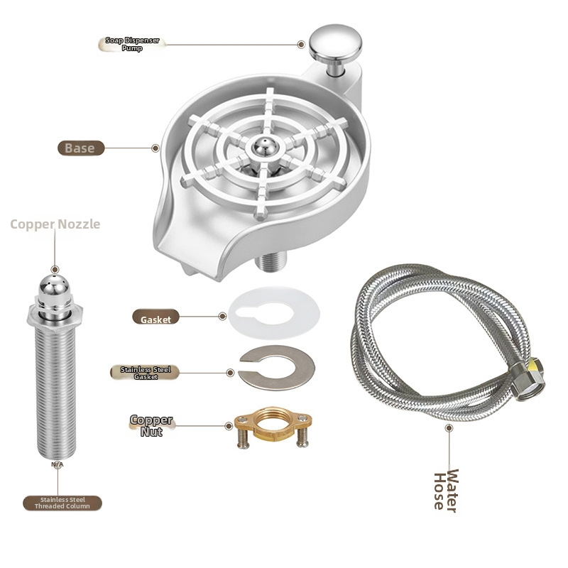 Δύο σε ένα: περιστρεφόμενος διανομέας σαπουνιού υψηλής πίεσης και αυτόματη βρύση ψεκασμού για οικιακό νεροχύτη, από πλαστικό κατάλληλο για τρόφιμα