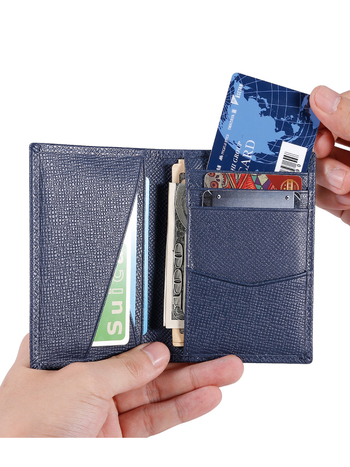 YQI Držač kartica od prave kože s RFID zaštitom, ultralak, prvi sloj bikove kože, unisex, poslovni stil Elite
