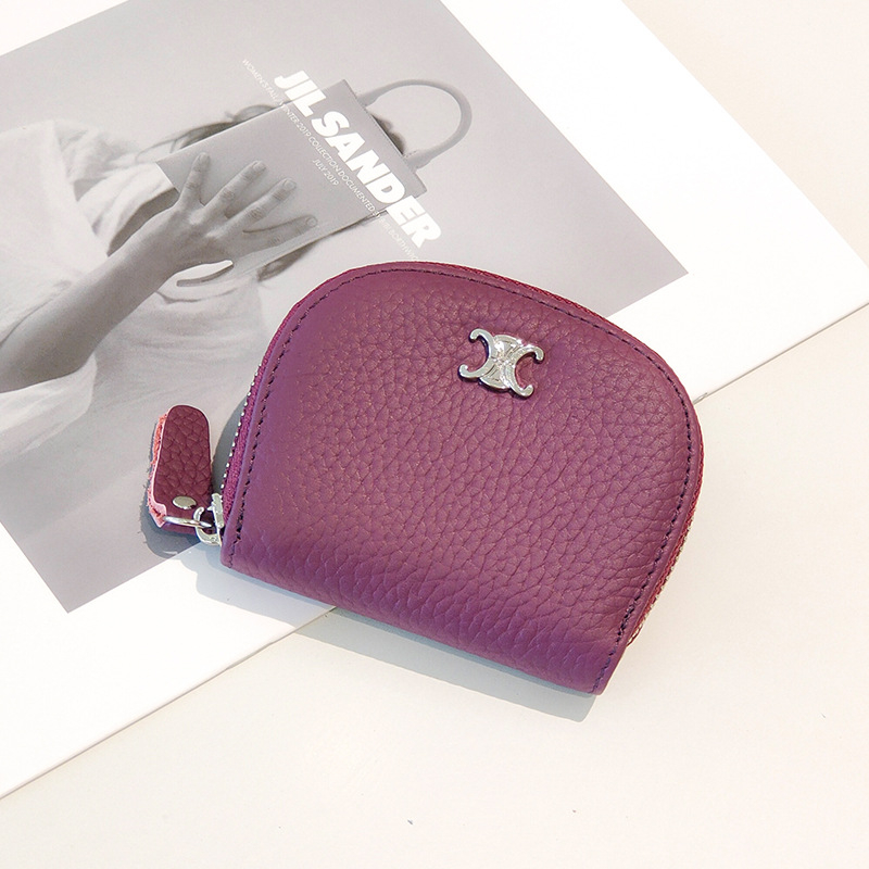 Portofel pentru carduri din piele naturală, piele de vită, design cu 11 pliuri, model 608, căptușeală din nylon