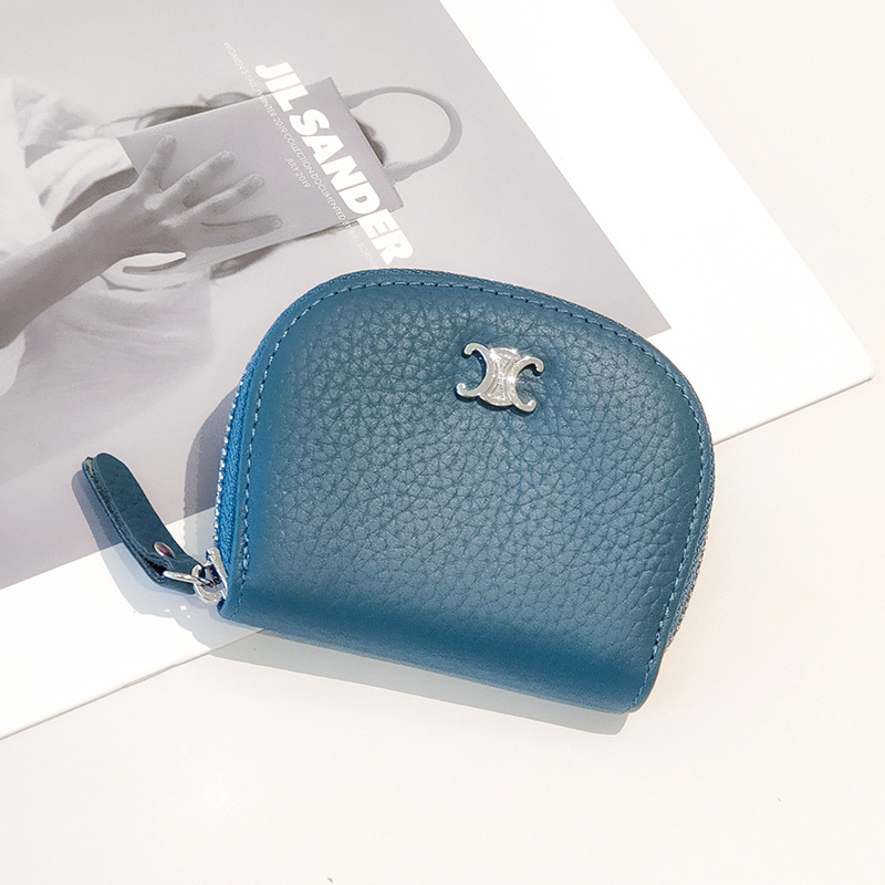 Portofel pentru carduri din piele naturală, piele de vită, design cu 11 pliuri, model 608, căptușeală din nylon