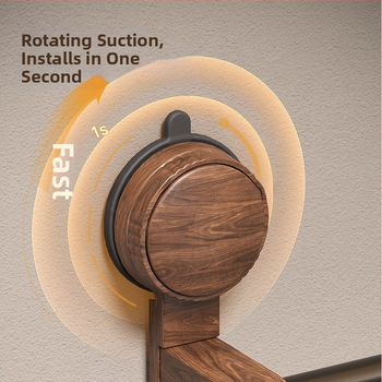 Inel de prosoape montat pe perete, fără găuri, cu ventuze, finisaj nuc în stil vintage, din aliaj de aluminiu, Qian