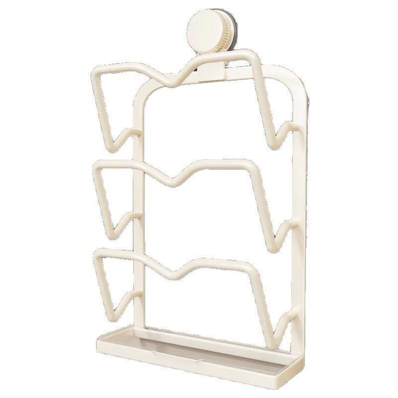 Стенно монтиран рафт за съхранение на инструменти за коса с вакуумна чашка – 3-етажна метална конструкция за маши за коса и сешоари, многофункционален