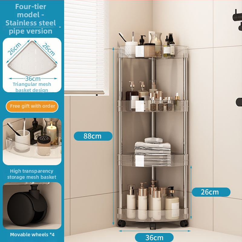 Plastová rohová polička s 2 úrovňami, podlažná stojaca, do kuchyne a kúpeľne — povrchová úprava: postriekaný plast, CE certifikát, nosnosť 2–5 kg