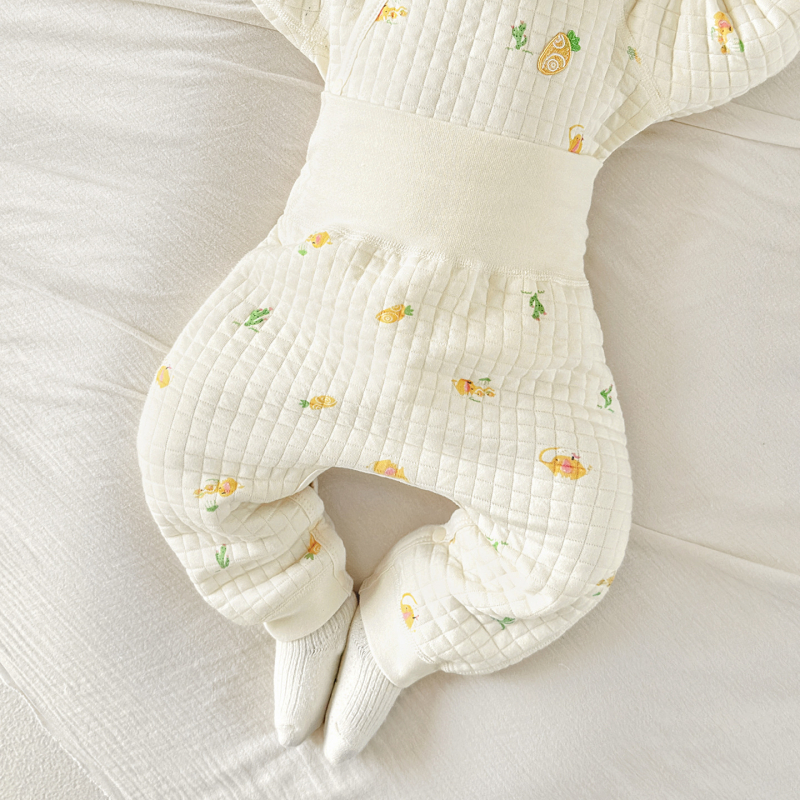 Unisex zīdaiņu ziemas bikses, augsta josta vēdera aizsardzībai, 100% kokvilnas oderējums, siltas 1–3 gadus veciem