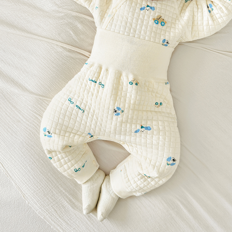 Unisex zīdaiņu ziemas bikses, augsta josta vēdera aizsardzībai, 100% kokvilnas oderējums, siltas 1–3 gadus veciem