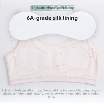 Детски сутиен-жилетка с Modal тъкан и подплата от Mulberry коприна, пълна чашка, тънки чашки, без метални елементи, фиксирани двойни презрамки, дишащ и удобен