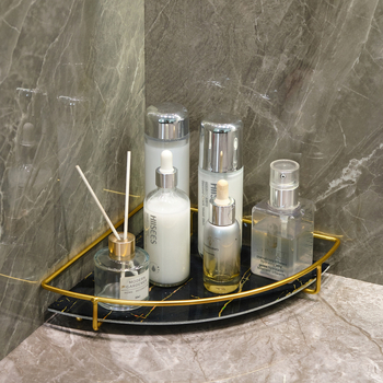 Козметична поставка за баня – ъглов настолен органайзър от пластмаса и метал, покритие със спрей, товар 5 кг, 1–2 нива