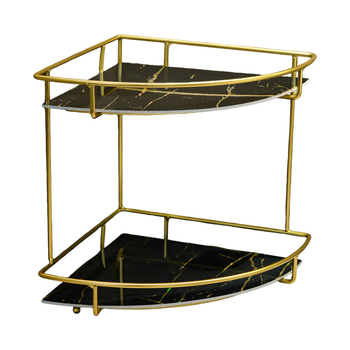 Козметична поставка за баня – ъглов настолен органайзър от пластмаса и метал, покритие със спрей, товар 5 кг, 1–2 нива