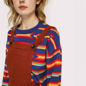 Corduroy Overalls για γυναίκες, χωρίς μανίκια, χαλαρή γραμμή, μακρύ μήκος (πολυεστέρας 91–100%, μήκος 80–100 cm)