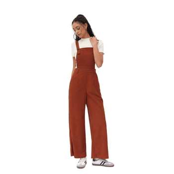 Corduroy Overalls για γυναίκες, χωρίς μανίκια, χαλαρή γραμμή, μακρύ μήκος (πολυεστέρας 91–100%, μήκος 80–100 cm)